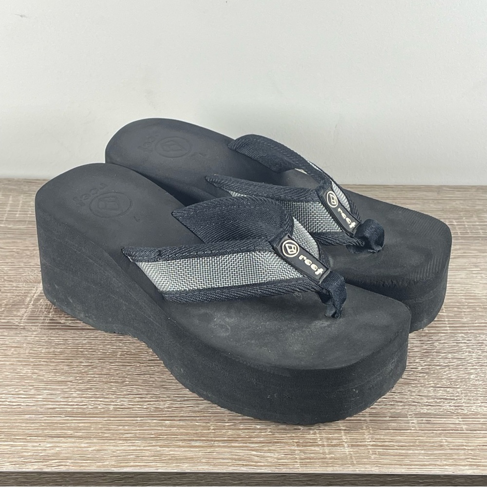 Y2K Reef Platform Flip Flops Wedge Thong Sandals - Size 7
